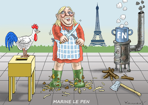 Cartoon: MARINE LE PENNER (medium) by marian kamensky tagged präsidenten,wahlen,in,frankreich,terroranschlag,champs,elysees,präsidenten,wahlen,in,frankreich,terroranschlag,champs,elysees