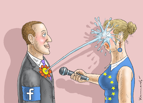 Cartoon: MARK ZUCKERBERG AND MRS. EUROPA (medium) by marian kamensky tagged mark,zuckerberg,and,mrs,europa,datenskandal,mark,zuckerberg,and,mrs,europa,datenskandal