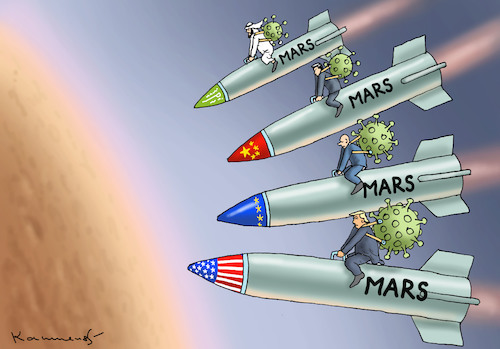 Cartoon: MARS MISSIONEN 2020 (medium) by marian kamensky tagged coronavirus,epidemie,gesundheit,panik,stillegung,george,floyd,twittertrump,pandemie,coronavirus,epidemie,gesundheit,panik,stillegung,george,floyd,twittertrump,pandemie