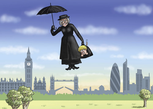 Cartoon: MAY POPPINS BORIS (medium) by marian kamensky tagged cameron,brexit,eu,joe,cox,ukip,nationalismus,theresa,may,cameron,brexit,eu,joe,cox,ukip,nationalismus,theresa,may