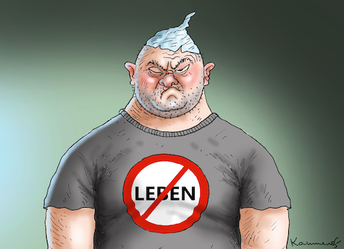 Cartoon: MENSCHENFEIND (medium) by marian kamensky tagged curevac,testzentren,corona,impfung,pandemie,booster,omikron,impfpflicht,curevac,testzentren,corona,impfung,pandemie,booster,omikron,impfpflicht