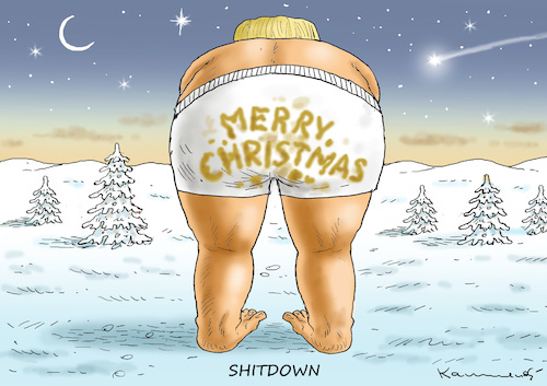 Cartoon: MERRY SHITDOWN CHRISTMAS ! (medium) by marian kamensky tagged obama,trump,präsidentenwahlen,usa,baba,vanga,republikaner,inauguration,demokraten,wikileaks,faschismus,jamal,khashoggi,shutdown,obama,trump,präsidentenwahlen,usa,baba,vanga,republikaner,inauguration,demokraten,wikileaks,faschismus,jamal,khashoggi,shutdown