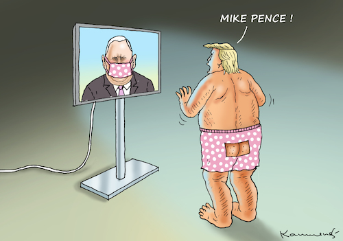 Cartoon: MIKE PENCE TRÄGT DANN DOCH EINE (medium) by marian kamensky tagged coronavirus,epidemie,gesundheit,panik,stillegung,trump,pandemie,coronavirus,epidemie,gesundheit,panik,stillegung,trump,pandemie