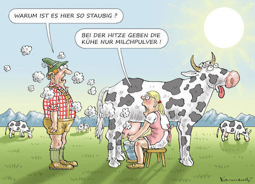 Cartoon: MILCHPULVER MELKEN (medium) by marian kamensky tagged sonnenbrand,hitzewelle,klimawandel,sonnenbrand,hitzewelle,klimawandel