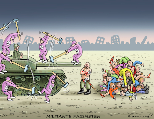 Cartoon: MILITANTE PAZIFISTEN (medium) by marian kamensky tagged putins,bescherung,ukraine,provokation,swift,nato,osterweiterung,putins,bescherung,ukraine,provokation,swift,nato,osterweiterung