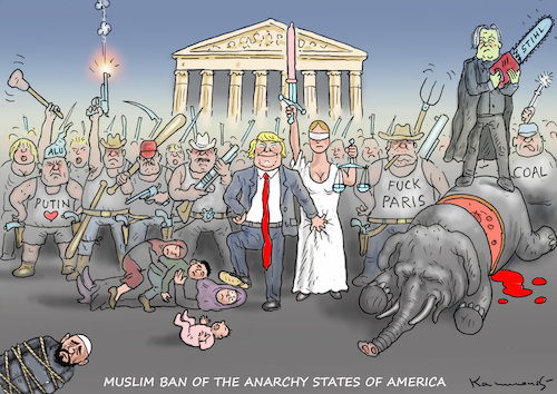 Cartoon: MUSLIM BAN (medium) by marian kamensky tagged obama,trump,präsidentenwahlen,usa,baba,vanga,republikaner,inauguration,demokraten,fbi,james,comey,wikileaks,faschismus,muslim,ban,obama,trump,präsidentenwahlen,usa,baba,vanga,republikaner,inauguration,demokraten,fbi,james,comey,wikileaks,faschismus,muslim,ban