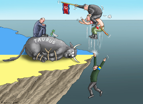 Cartoon: NACHDENKLICHER SCHOLZ (medium) by marian kamensky tagged guterres,in,kasan,brics,ukraine,russland,un,nordkorea,scholz,taurus,guterres,in,kasan,brics,ukraine,russland,un,nordkorea,scholz,taurus