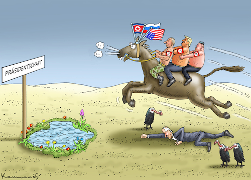 Cartoon: NÄCHSTE PRÄSIDENTSCHAFT (medium) by marian kamensky tagged tv,duell,biden,trump,nächste,präsidentschaft,tv,duell,biden,trump,nächste,präsidentschaft