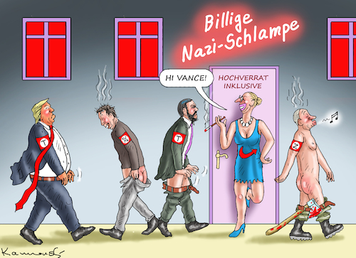 Cartoon: NAZI-SCHLAMPE (medium) by marian kamensky tagged dj,vance,bei,der,münchner,sicherheitskonferenz,weidel,nazi,schlampe,dj,vance,bei,der,münchner,sicherheitskonferenz,weidel,nazi,schlampe