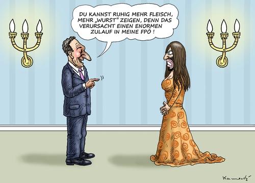 Cartoon: NICHT ALLES IST WURST (medium) by marian kamensky tagged kümmert,nach,wien,conchita,wurst,fpö,eurovision,song,contest,kümmert,nach,wien,conchita,wurst,fpö,eurovision,song,contest