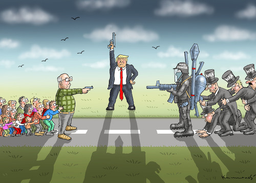 Cartoon: NRA VERSUS LEHRER (medium) by marian kamensky tagged terror,attack,in,florida,parkland,highschool,nra,terror,attack,in,florida,parkland,highschool,nra