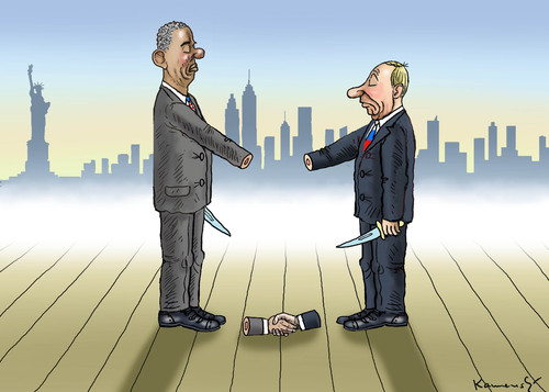 Cartoon: OBAMA UND PUTIN IN NY (medium) by marian kamensky tagged un,resoöution,kongress,obama,und,putin,in,ny,un,resoöution,kongress,obama,und,putin,in,ny