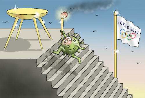 Cartoon: OLYMPISCHE SPIELE IN TOKIO (medium) by marian kamensky tagged olympische,spiele,in,tokio,olympische,spiele,in,tokio