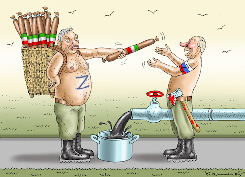 Cartoon: ORBANISTAN  UND PUTINISTAN (medium) by marian kamensky tagged putins,bescherung,ukraine,provokation,swift,orban,nato,osterweiterung,putins,bescherung,ukraine,provokation,swift,orban,nato,osterweiterung