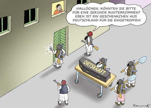 Cartoon: ORTSKRÄFTE-BELOHNUNG (medium) by marian kamensky tagged vormarsch,evakuation,der,taliban,ortskräfte,xi,jinping,in,kabul,vormarsch,evakuation,der,taliban,ortskräfte,xi,jinping,in,kabul