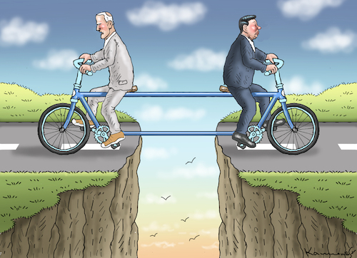 Cartoon: OST-WEST KONFLIKT (medium) by marian kamensky tagged biden,xi,jinping,g20,putin,indonesien,unruhen,in,china,null,covid,strategie,biden,xi,jinping,g20,putin,indonesien,unruhen,in,china,null,covid,strategie