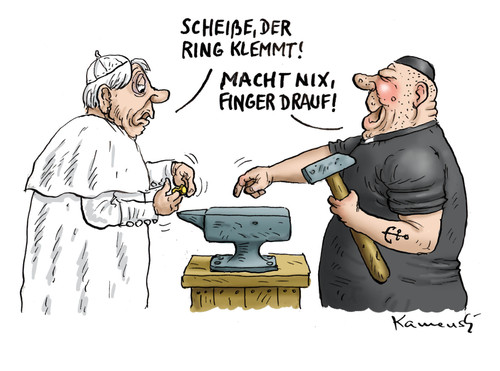 Cartoon: Papstringzertrümmerungszeremoni (medium) by marian kamensky tagged papstrücktritt,benedikt,vatikan,katholische,kirche,papstrücktritt,benedikt,vatikan,katholische,kirche