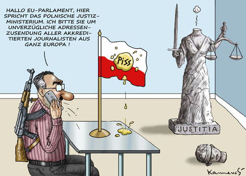 Cartoon: PISS MACHT ERNST (medium) by marian kamensky tagged polen,faschismus,rassismus,pis,justitia,nationalismus,kazyinski,szydlo,polen,faschismus,rassismus,pis,justitia,nationalismus,kazyinski,szydlo