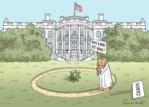 Cartoon: PROPHET TRUMP (medium) by marian kamensky tagged coronavirus,epidemie,gesundheit,panik,stillegung,trump,pandemie,coronavirus,epidemie,gesundheit,panik,stillegung,trump,pandemie