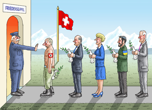 Cartoon: Putin ausgeladen Friedensgipfel (medium) by marian kamensky tagged putin,ausgeladen,friedensgipfel,putin,ausgeladen,friedensgipfel