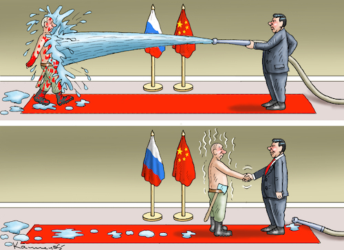 Cartoon: PUTIN BESUCHT XI (medium) by marian kamensky tagged putin,besucht,xi,putin,besucht,xi