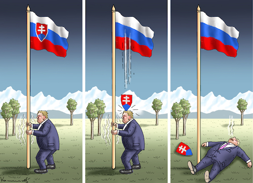 Cartoon: PUTINIST ROBERT FICO (medium) by marian kamensky tagged putinist,robert,fico,attentat,slowakei,putin,orban,populismus,putinist,robert,fico,attentat,slowakei,putin,orban,populismus