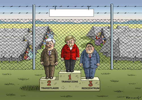 Cartoon: REISEZENTRUMLAGER (medium) by marian kamensky tagged eu,flüchtlinge,asyl,politik,willkommenskultur,terrorismus,heidenau,horst,seehofer,bayern,eu,flüchtlinge,asyl,politik,willkommenskultur,terrorismus,heidenau,horst,seehofer,bayern