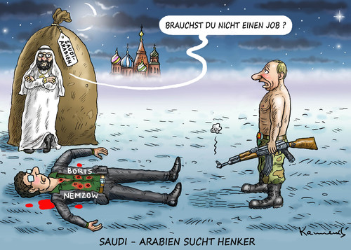 Cartoon: SAUDI ARABIEN SUCHT HENKER (medium) by marian kamensky tagged boris,nemzow,putin,mordanschlag,krenl,ukraine,pressefreiheit,meinungsfreiheit,boris,nemzow,putin,mordanschlag,krenl,ukraine,pressefreiheit,meinungsfreiheit