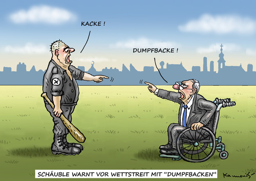 Cartoon: SCHÄUBLE WARNT (medium) by marian kamensky tagged zeitumstellung,in,sachsen,pegida,afd,schäuble,csue,zeitumstellung,in,sachsen,pegida,afd,schäuble,csue