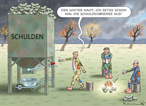 Cartoon: SCHULDENBREMSE (medium) by marian kamensky tagged lindners,schuldenbremse,scholz,lindners,schuldenbremse,scholz