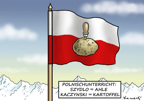 Cartoon: SPRACHUNTERRICHT (medium) by marian kamensky tagged pis,kaczynski,szydlo,rechtsdruck,weihnachten,silvester,pis,kaczynski,szydlo,rechtsdruck,weihnachten,silvester