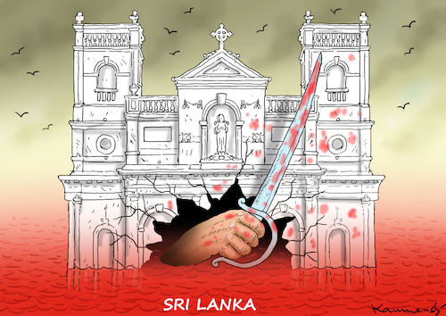 Cartoon: SRI LANKA (medium) by marian kamensky tagged terror,in,christchurch,new,zealand,islamophobie,racism,intollerance,trump,sri,lanka,terror,in,christchurch,new,zealand,islamophobie,racism,intollerance,trump,sri,lanka