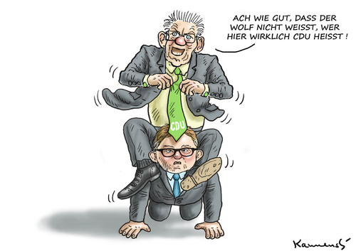 Cartoon: TARNUNG IN BADEN WÜRTTEMBERG (medium) by marian kamensky tagged kretschmann,guido,wold,cdu,grünen,landtagswahlen,kretschmann,guido,wold,cdu,grünen,landtagswahlen