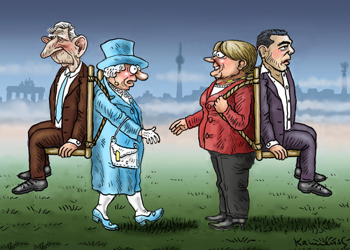 Cartoon: THE QUEEN ELISABETH IN BERLIN (medium) by marian kamensky tagged alexis,tsipras,griechenland,rettungsschirm,eu,queen,elisabeth,merkel,griechowestern,alexis,tsipras,griechenland,rettungsschirm,eu,queen,elisabeth,merkel,griechowestern