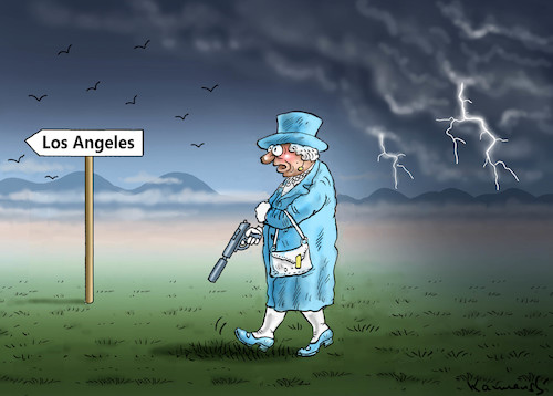 Cartoon: THE QUEEN ON THE ROAD (medium) by marian kamensky tagged meghan,und,harry,bei,oprah,winfrei,the,meghan,und,harry,bei,oprah,winfrei