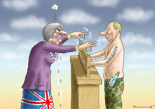 Cartoon: THERESA MAY UND PUTIN (medium) by marian kamensky tagged theresa,may,putin,sergei,skripal,novichok,russia,kgb,poison,attack,england,agents,theresa,may,putin,sergei,skripal,novichok,russia,kgb,poison,attack,england,agents