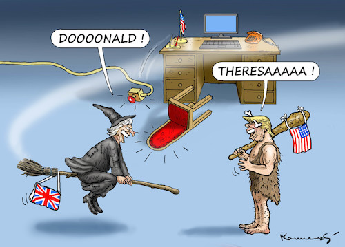 Cartoon: THERESA TRIFFT DONALD (medium) by marian kamensky tagged obama,trump,präsidentenwahlen,usa,baba,vanga,republikaner,inauguration,demokraten,theresa,may,wikileaks,faschismus,obama,trump,präsidentenwahlen,usa,baba,vanga,republikaner,inauguration,demokraten,theresa,may,wikileaks,faschismus