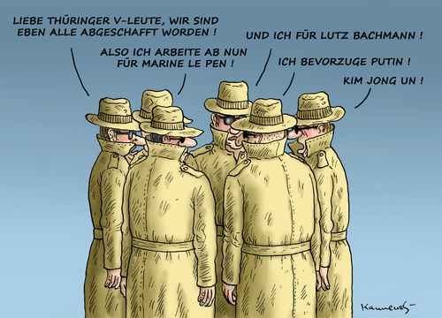 Cartoon: THÜRINGER V LEUTE (medium) by marian kamensky tagged thüringer,leute,verfassunschutz,bodo,ramelow,thüringer,leute,verfassunschutz,bodo,ramelow