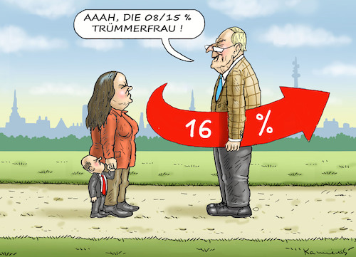 Cartoon: TRÜMMERFRAU NAHLES (medium) by marian kamensky tagged parteitag,der,afd,frauke,petry,gauland,höcke,entsorgung,aidan,özoguz,björn,weihnachten,denkmal,schande,parteitag,der,afd,frauke,petry,gauland,höcke,entsorgung,aidan,özoguz,björn,weihnachten,denkmal,schande