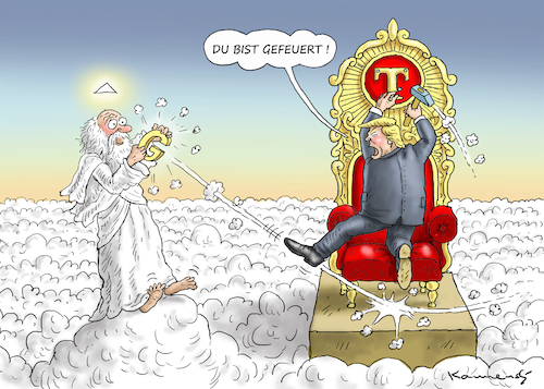 Cartoon: TRUMP FEUERT GOTT (medium) by marian kamensky tagged obama,trump,präsidentenwahlen,usa,baba,vanga,republikaner,inauguration,demokraten,fbi,james,comey,wikileaks,faschismus,obama,trump,präsidentenwahlen,usa,baba,vanga,republikaner,inauguration,demokraten,fbi,james,comey,wikileaks,faschismus