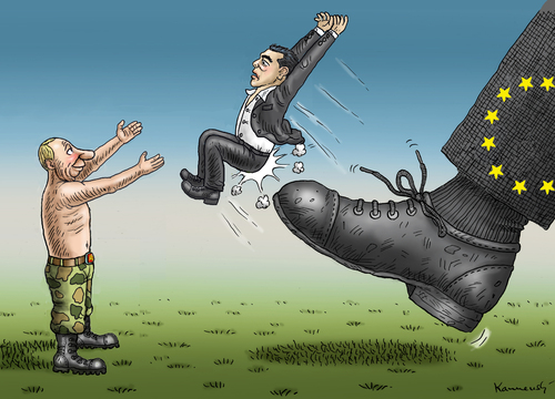 Cartoon: TSIPRAS ABFLUG (medium) by marian kamensky tagged alexis,tsipras,griechenland,rettungsschirm,eu,griechowestern,alexis,tsipras,griechenland,rettungsschirm,eu,griechowestern