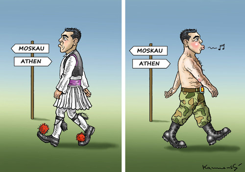 Cartoon: TSIPRAS GEHT NACH MOSKAU (medium) by marian kamensky tagged alexis,tsipras,griechenland,rettungsschirm,eu,griechowestern,alexis,tsipras,griechenland,rettungsschirm,eu,griechowestern