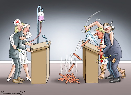 Cartoon: TV-DUELL BIDEN VS TRUMP (medium) by marian kamensky tagged tv,duell,biden,vs,trump,tv,duell,biden,vs,trump