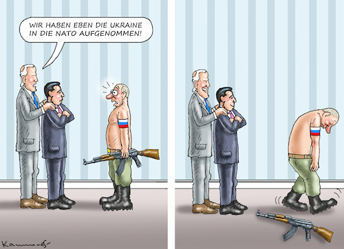 Cartoon: UKRAINE GERETTET! (medium) by marian kamensky tagged putins,bescherung,ukraine,provokation,nato,osterweiterung,putins,bescherung,ukraine,provokation,nato,osterweiterung