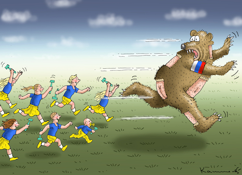 Cartoon: UKRAINISCHE GEGENOFFENSIVE (medium) by marian kamensky tagged putins,bescherung,ukraine,provokation,swift,nato,osterweiterung,putins,bescherung,ukraine,provokation,swift,nato,osterweiterung