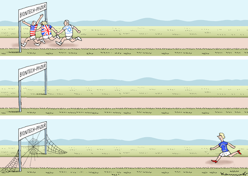 Cartoon: USA-UK UND ISRAEL VERSUS USCHI (medium) by marian kamensky tagged biontech,pfizer,impfung,corona,eu,ursula,von,der,leyen,biontech,pfizer,impfung,corona,eu,ursula,von,der,leyen