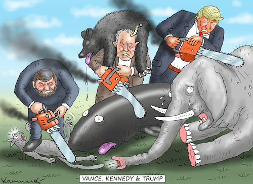 Cartoon: VANCE KENNEDY UND TRUMP (medium) by marian kamensky tagged vance,kennedy,und,trump,vance,kennedy,und,trump