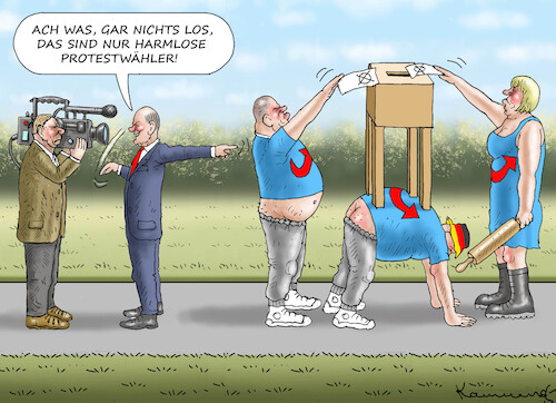 Cartoon: VERHARMLOSER OLAF (medium) by marian kamensky tagged scholz,afd,kanzleramt,2025,scholz,afd,kanzleramt,2025