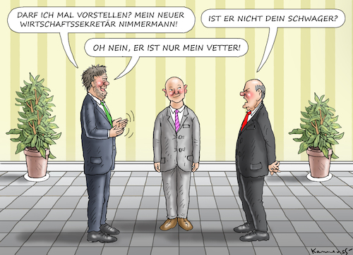 Cartoon: VETTERNWITSCHAFT (medium) by marian kamensky tagged habeck,schmeisst,den,graichen,nimmermann,habeck,schmeisst,den,graichen,nimmermann