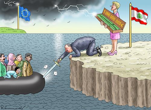 Cartoon: VON DER LEYEN IN LIBANON (medium) by marian kamensky tagged von,der,leyen,in,libanon,flüchtlingsdeal,migration,asyl,von,der,leyen,in,libanon,flüchtlingsdeal,migration,asyl